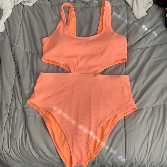 aerie Other - Aerie Neon Orange Ribbed One Piece Bathing Suit